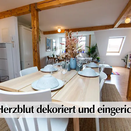 Helles 80m2 Maisonette-loft Mit Balkon, Kingsize Bett, Smart-tv, Etc Apartment Erfurt